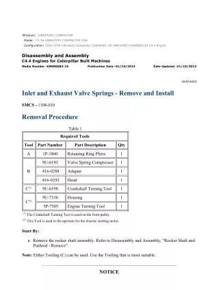 Caterpillar Cat CS54 CP54 Vibratory Compactor (Prefix C5W) Service Repair Manual Instant Download (C5W00001 and up)