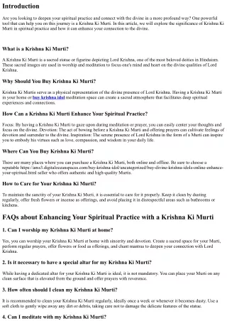 Enhance Your Spiritual Practice with a Krishna Ki Murti