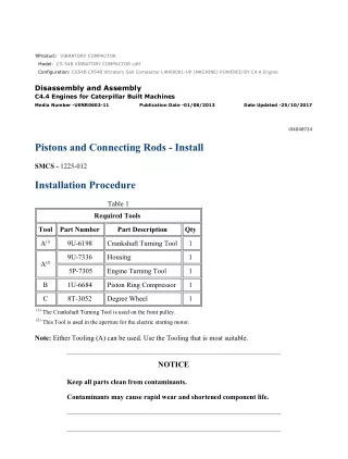 Caterpillar Cat CS54B CP54B Vibratory Soil Compactor (Prefix L4H) Service Repair Manual Instant Download (L4H00001 and u