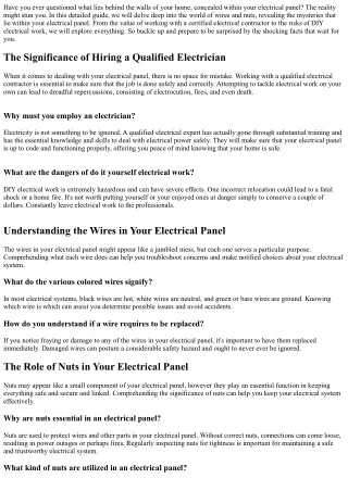 Stunning Truths: Revealing the Wires and Nuts of Your Electrical Panel