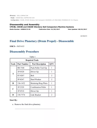 Caterpillar Cat CS54B, CP54B Vibratory Soil Compactor (Prefix G54) Service Repair Manual Instant Download (G5400001 and