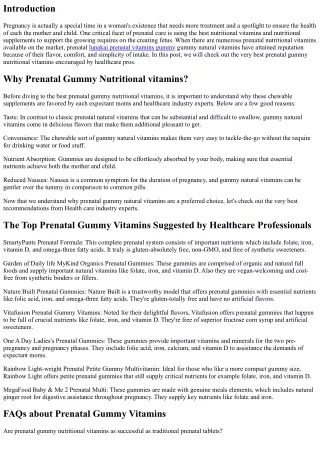 The Top Prenatal Gummy Natural vitamins Encouraged by Healthcare Gurus