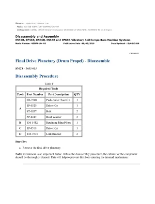 Caterpillar Cat CS56B, CP56B Vibratory Compactor (Prefix 484) Service Repair Manual Instant Download (48400001 and up)