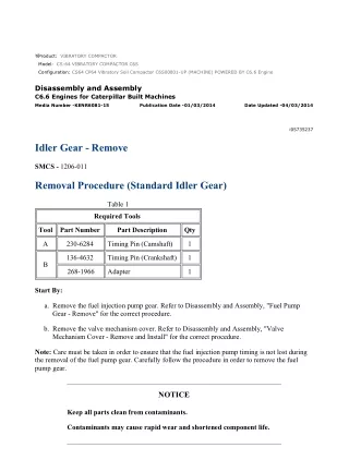 Caterpillar Cat CS64 CP64 Vibratory Soil Compactor (Prefix C6S) Service Repair Manual Instant Download (C6S00001 and up)