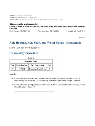 Caterpillar Cat CS74B VIBRATORY COMPACTOR (Prefix 441) Service Repair Manual Instant Download (44100001 and up)