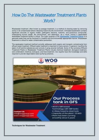 How Do The Wastewater Treatment Plants Work