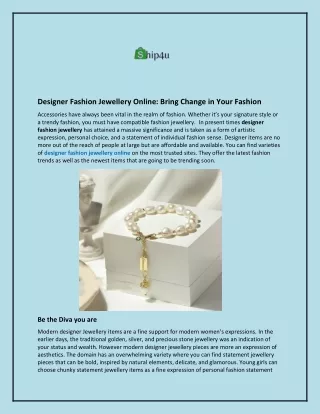 Designer Fashion Jewellery Online: Bring Change in Your Fashion