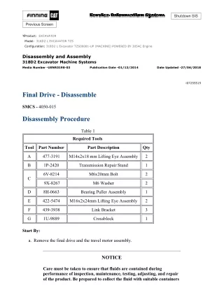 Caterpillar Cat 318D2 L Excavator (Prefix TZS) Service Repair Manual (TZS00001 and up)