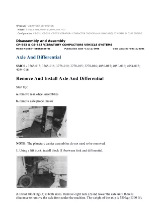 Caterpillar Cat CS-553 VIBRATORY COMPACTOR (Prefix 7AD) Service Repair Manual Instant Download (7AD00001 and up)