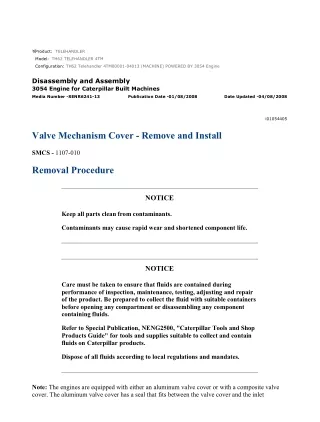 Caterpillar Cat TH62 Telehandler (Prefix 4TM) Service Repair Manual Instant Download (4TM00001-04013)