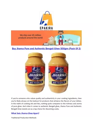 Buy Jharna Pure and Authentic Bengali Ghee 500gm (Pack Of 2)