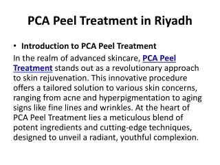 PCA Peel Treatment in Riyadh