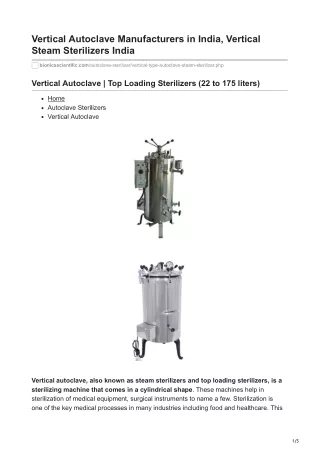 Vertical Autoclave Manufacturers in India Vertical Steam Sterilizers India