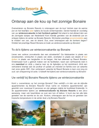 Winterzonvakantie Bonaire - Bonaire Resorts