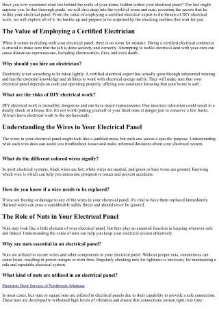 Shocking Facts: Discovering the Wires and Nuts of Your Electrical Panel