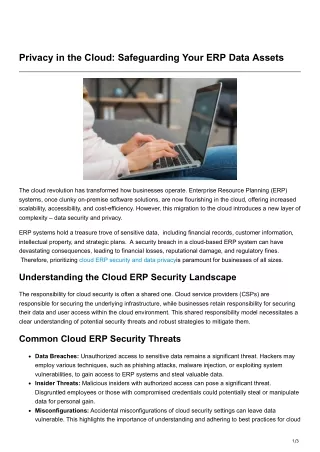 Privacy in the Cloud Safeguarding Your ERP Data Assets