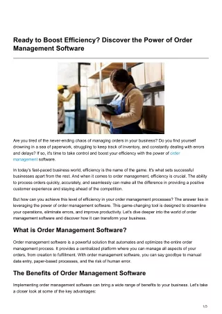 Ready to Boost Efficiency Discover the Power of Order Management Software