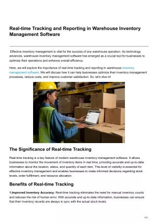 Real-time Tracking and Reporting in Warehouse Inventory Management Software