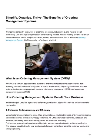 Simplify Organize Thrive The Benefits of Ordering Management Systems