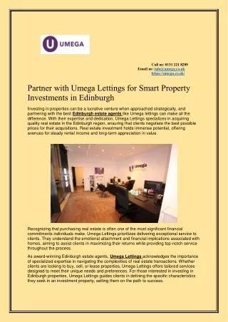 Partner with Umega Lettings for Smart Property Investments in Edinburgh