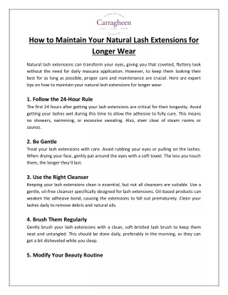 How to Maintain Your Natural Lash Extensions for Longer Wear