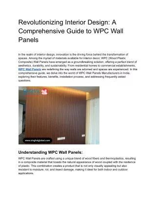 Enhance Your Space with Versatile WPC Wall Panels