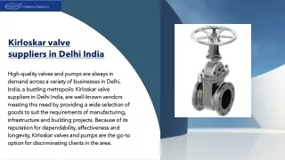 Exploring the Diversity of Kirloskar Valves Available with Kirloskar Valve Suppl