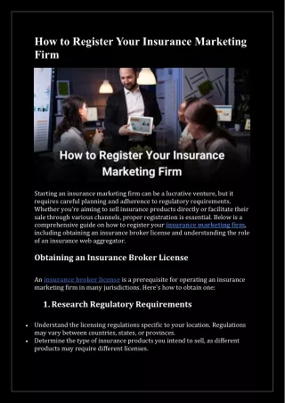 How to Register Your Insurance Marketing Firm