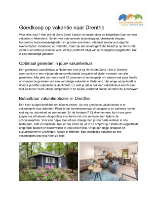 Goedkoop vakantiepark Drenthe