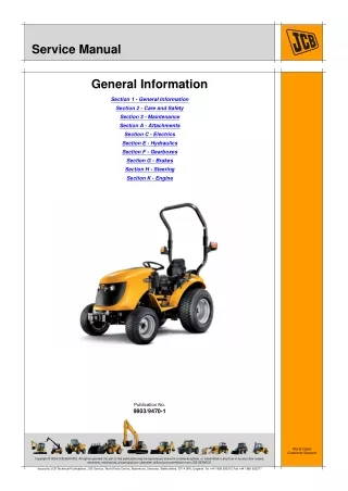 JCB 327HST COMPACT TRACTOR Service Repair Manual SN：1285000 to 1286999