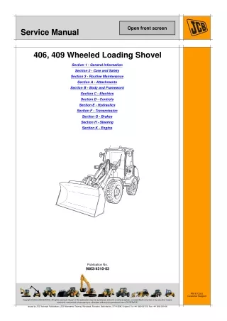 JCB 406 Wheel Loading Shovel Service Repair Manual SN1163000 Onwards