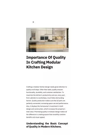 Importance Of Quality In Crafting Modular Kitchen Design