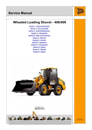 JCB 406 WHEELED LOADER Service Repair Manual SN：01300000-01301999 Tier 3