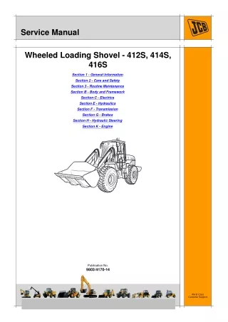 JCB 412S WHEELED LOADER Service Repair Manual SN：535000