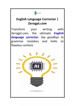 English Language Corrector  Zerogpt.com