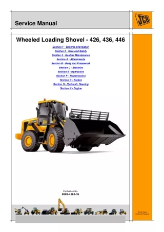 JCB 436 WHEELED LOADER Service Repair Manual SN：533001