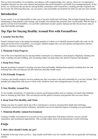 Top Tips for Staying Healthy Around Pets with ForensiPaws