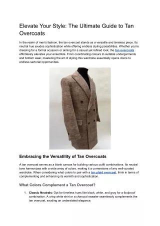 Elevate Your Style_ The Ultimate Guide to Tan Overcoats