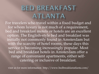 Bed breakfast atlanta