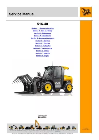 JCB 516-40 Telescopic Handler Service Repair Manual (from 2415604 to 2416000)