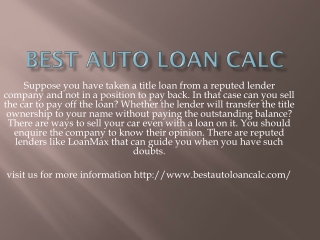 best auto loan calc