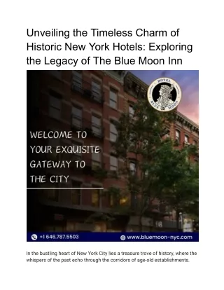 Unveiling the Timeless Charm of Historic New York Hotels_ Exploring the Legacy of The Blue Moon Inn