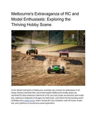 Melbourne's Extravaganza of RC and Model Enthusiasts_ Exploring the Thriving Hobby Scene