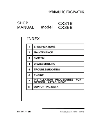 CASE CX31B CX36B MINI EXCAVATOR Service Repair Manual Instant Download