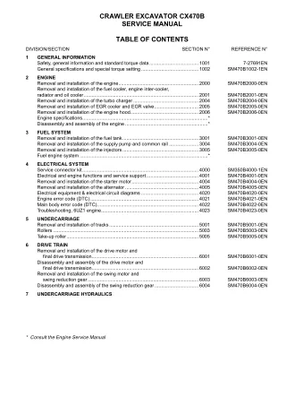 CASE CX470B CRAWLER EXCAVATOR Service Repair Manual Instant Download