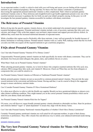 The top Prenatal Gummy Nutritional vitamins for Moms with Dietary Constraints