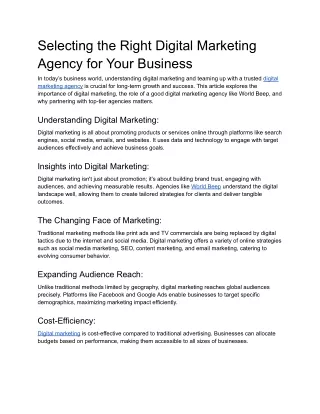 Selecting the Right Digital Marketing Agency for Your Business