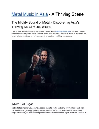 Metal Music in Asia - A Thriving Scene