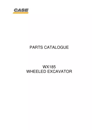 CASE WX185 Wheel Excavator Parts Catalogue Manual Instant Download