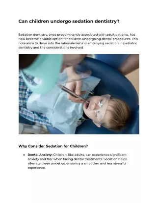 Can children undergo sedation dentistry